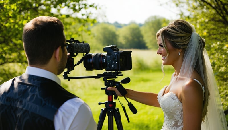 Wedding videographer and photographer capturing a couple's special moment